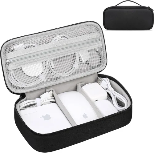 Lacdo Organizador electrónico organizador de cables de viaje, bolsa de bolsa de transporte para accesorios electrónicos, estuche portátil de doble