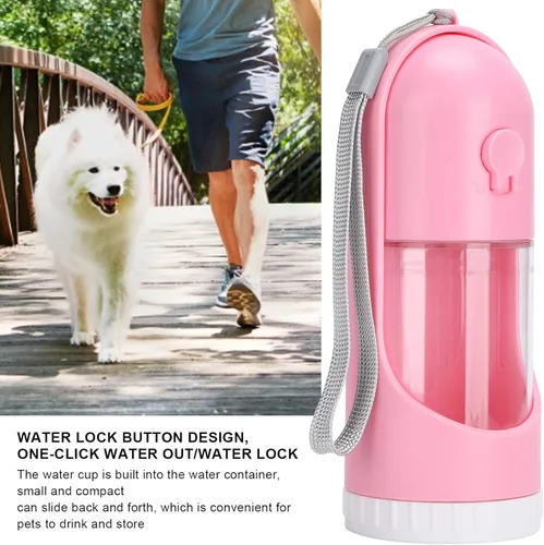 Vista 9 de Pet Collapsible Drink Bottle, Portable Water Dispenser for Dogs and Cats, Telescopic Travel Cup with Water Lock Button, Built - in Filter and