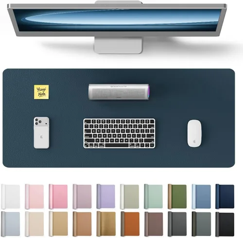 Vista 23 de YSAGi Protector de cuero para escritorio, alfombrilla de escritorio de oficina, alfombrilla grande para mouse, antideslizante, de piel sintética