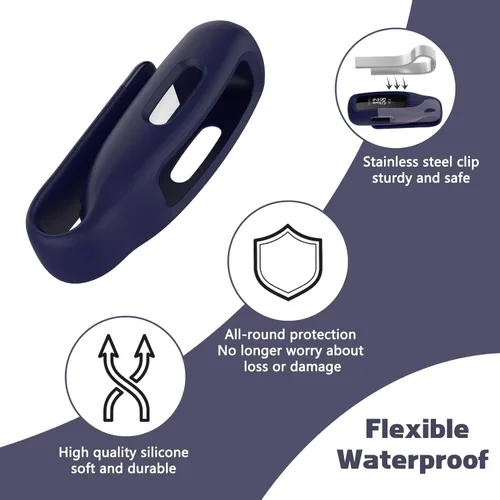 Vista 2 de Paquete de 4 fundas de clip compatibles con Fitbit Inspire 2/3, accesorio de cierre de clip de silicona suave