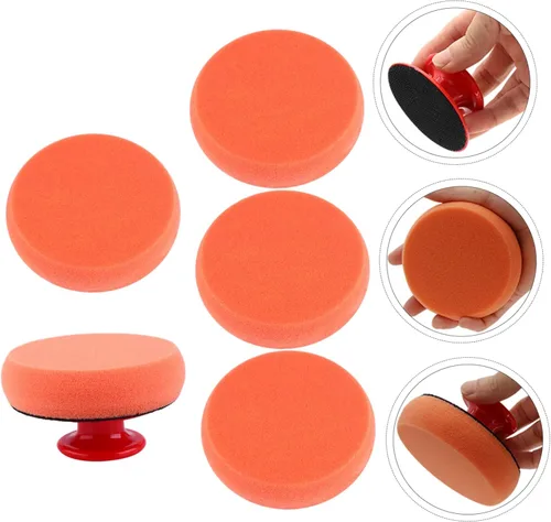 Vista 2 de Almohadilla de pulido para carrocería de automóvil, esponja con asa, herramientas de pulido manual para detalles automáticos para protección