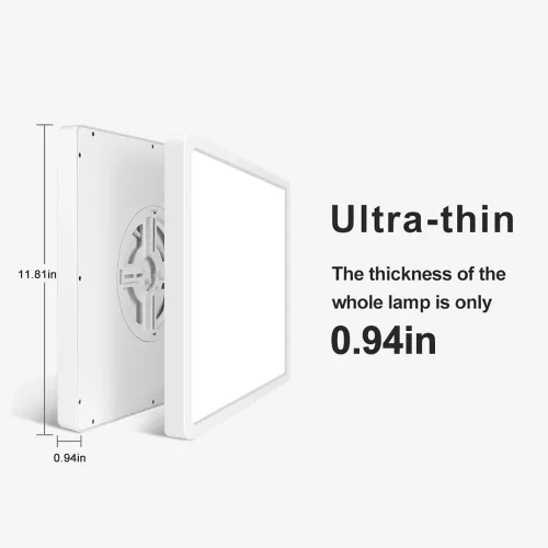 Vista 5 de Lámpara de techo LED de montaje empotrado, 4000K Blanco Neutro, 30.5 cm 24W, 3200LM, Luminaria de panel plano delgada, lámpara de techo cuadrada