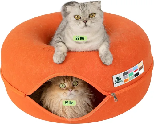 Vista 10 de Cattasaurus Peekaboo - Cueva para gatos, extra espaciosa para múltiples y grandes gatos de más de 12 libras, camas desmontables para gatos