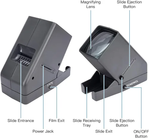 Vista 5 de 35mm Slide and Film Viewer, Negative Scanner, Desk Top LED Lighted Illuminated Viewing, 3X Magnification, USB Powered