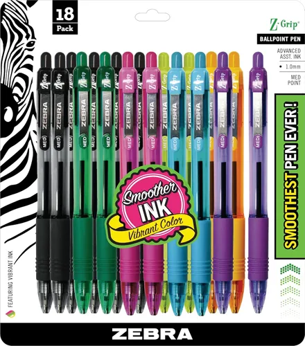Vista 24 de Zebra Pen Bolígrafo retráctil con agarre en Z, punta mediana, 1.0 mm, tinta azul - 24 piezas (el embalaje puede variar)