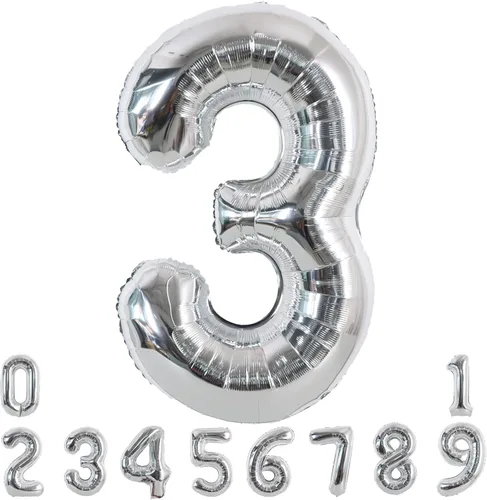 Vista 9 de TONIFUL Globos plateados de 40 pulgadas con números grandes del 0 al 9, número 0 digital 0, globos de helio de papel de aluminio Mylar con números