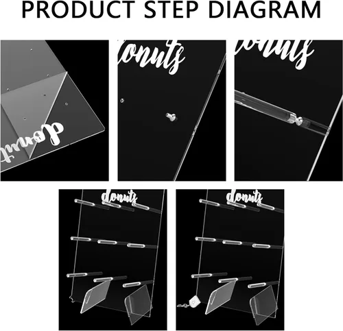 Vista 12 de LUGUNU Soporte de pared de acrílico con forma de dona con luz LED, soportes reutilizables para donas para decoración de fiesta de donas, fiesta