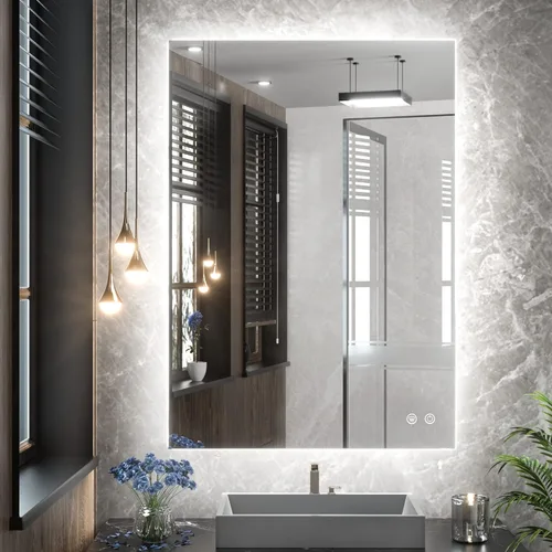 Vista 9 de TETOTE - Espejo retroiluminado de 84 x 32 pulgadas con luces LED para baño, antiempañante, espejo iluminado regulable (horizontal/vertical), espejo