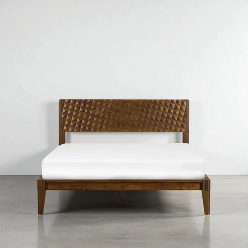 Vista 15 de NTC Sapa - Marco de cama de madera maciza con cabecera tallada en 3D, carpintería japonesa, no necesita somier, listones silenciosos, fácil montaje