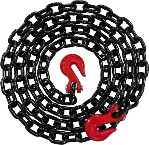 Vista 34 de Cadena de transporte de grado 80 de 3/8 pulgadas x 10 pies – 7,100 libras WLL – gancho de agarre de horquilla, amarre, remolque