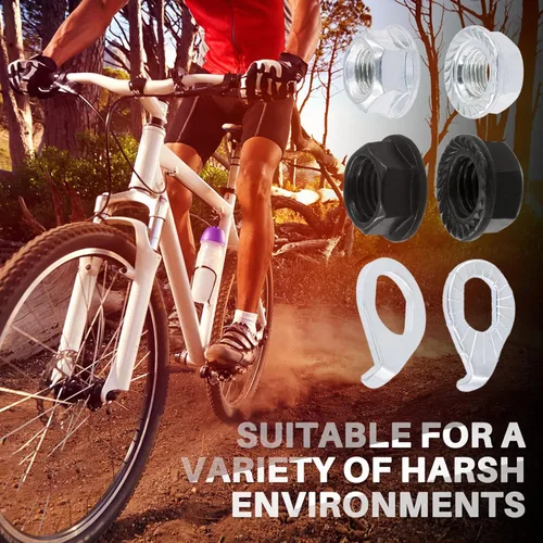 Vista 7 de Keadic Juego de tuercas de eje de rueda de bicicleta de 3 tamaños y arandela de seguridad, piezas de hardware de tuerca de eje con brida y ganchos