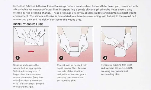 Vista 4 de McKesson Apósito de espuma hidrocelular, estéril, adhesivo de silicona sin borde, 3 x 3 pulgadas, 10 unidades, 1 paquete