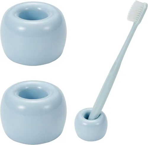 Vista 11 de Mini soporte de cerámica para cepillos de dientes para parejas, soporte para cepillos de dientes de baño hecho a mano, soporte para cabezal