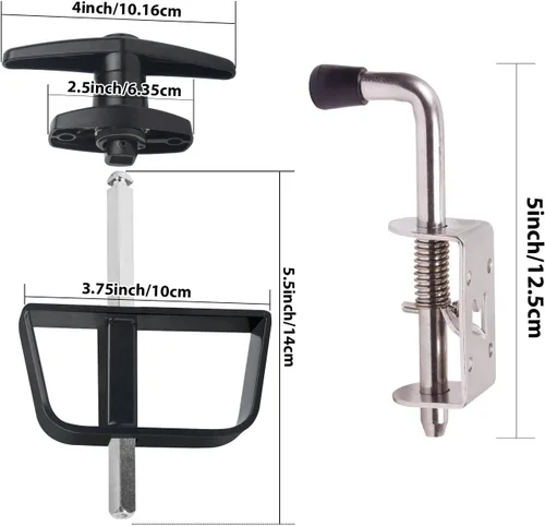 Vista 2 de Kit de herrajes para cobertizo de doble puerta de 5 llaves: incluye perno de barril, pestillo y herrajes de doble puerta para una fácil instalación