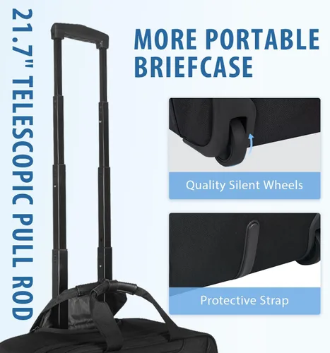 Vista 4 de EMPSIGN Rolling Briefcase Laptop Bag,17.3" Computer bag with wheels, Water Repellent Travel Roller Underseat Bag with RFID Blocking Pocket,Rolling