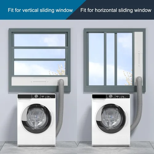 Vista 5 de Kit de Ventana para Ventilación de Secadora, Kit de Conducto de Ventana con Manguera, Paneles de Sellado de Ventilación de Secadora Ajustables que