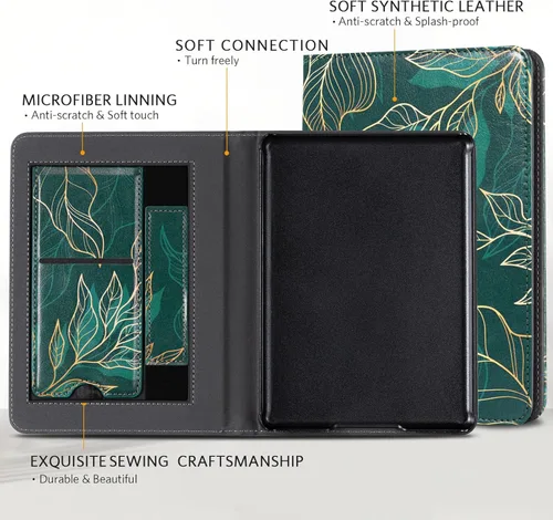 Vista 354 de CoBak Funda inteligente para Kindle Paperwhite de 6.8" de 11ª generación 2021 con función de encendido automático, ligera, delgada, de piel **Salvia