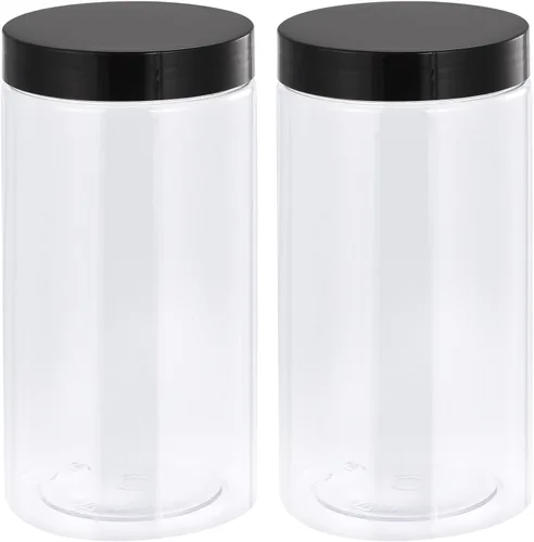 Vista 7 de uxcell Tarros redondos de plástico con tapa superior de rosca negra, 7 onzas/6.8 fl oz, recipientes vacíos transparentes de boca ancha