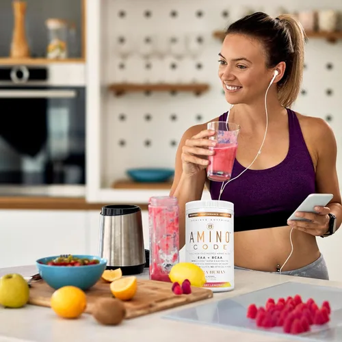 Vista 6 de Ultra Human Amino Code Aminoácidos esenciales + BCAA + electrolitos de agua de coco Bebida energética de aminoácidos de recuperación
