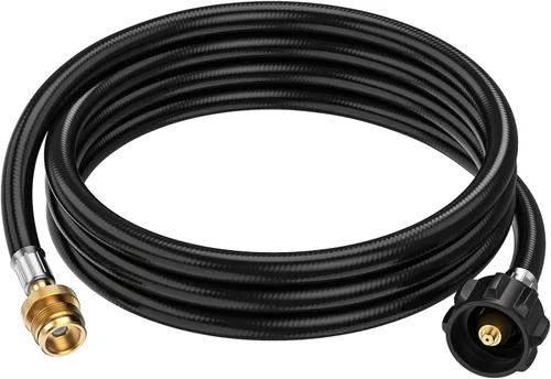 Vista 8 de Adaptador de Manguera de Propano GasXpert de 1 Libra a 20 Libras, Manguera de Tanque de Propano de 4 Pies Compatible con Barbacoa