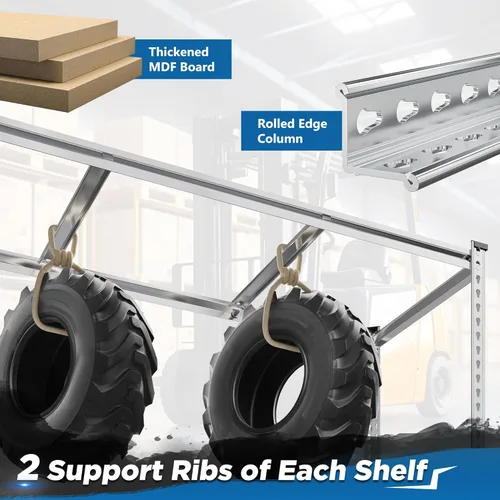 Vista 5 de REIBII Estantería de garaje, estantes de almacenamiento de 4 niveles con carga de 2000 libras, estantería de garaje ajustable resistente, estantes