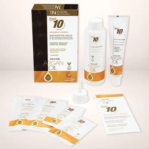 Vista 5 de One 'N Only Fast 10 - Kit de coloración permanente para el cabello, tinte para el cabello para mujeres con aceite de argán para mantener el 1N