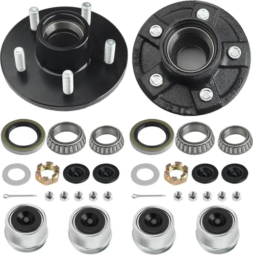 2 Juegos de Kits de Cubo Loco para Remolque de 3500 libras, Eje de 1-1/16" a 1-3/8", Cubo de Remolque de 5 Orejetas con Kit de Rodamientos L44649