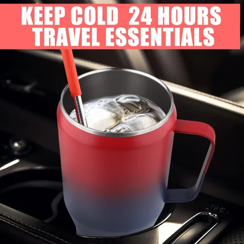 Vista 5 de Deitybless Vaso de 40 onzas con asa, doble pared sellada al vacío de acero inoxidable aislado al vacío, taza de viaje al vacío, regalo para bebidas