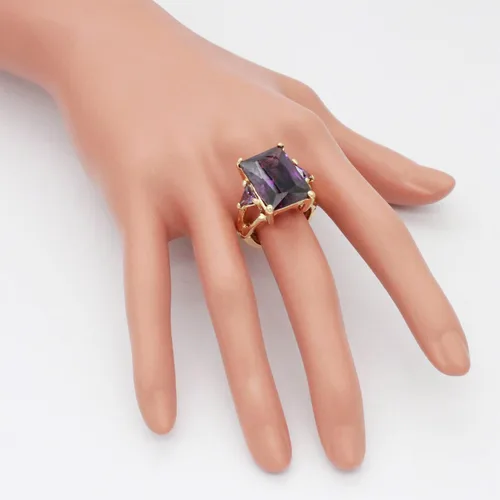 Vista 8 de Lavencious Anillos elásticos grandes y brillantes con circonitas cúbicas para mujer, talla 7-9