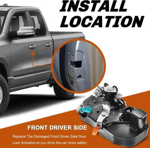 Vista 3 de YHTAUTO Motor de actuador de bloqueo de puerta eléctrica del lado del conductor delantero Reemplazo para Dodge Ram 1500 2003-2008 2003-2010 Ram