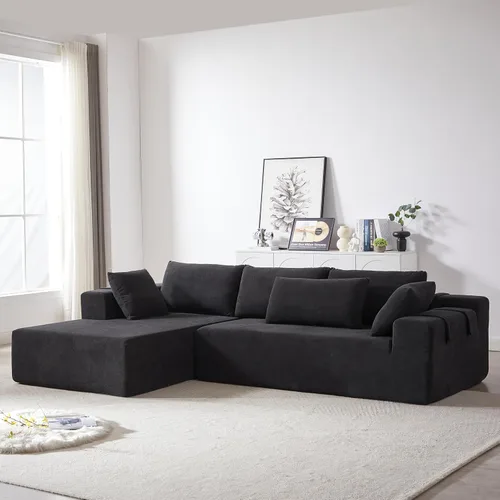 Vista 3 de Sofá modular de 108 pulgadas, sofá modular convertible para sala de estar y dormitorio, moderno juego de sofá modular tapizado de felpilla, sofás