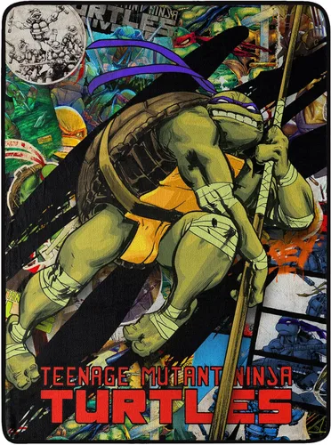 Vista 9 de Northwest Manta Micro Raschel Teenage Mutant Ninja Turtles, 46 x 60 pulgadas, Cowabunga Dudes