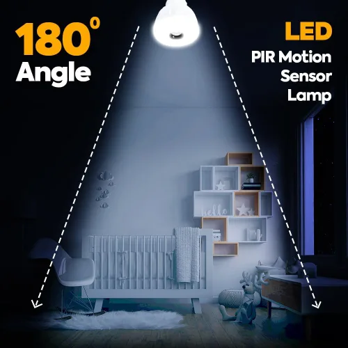 Vista 6 de Bombilla LED E26 Sensor de movimiento y sensor de luz, flexible direccional automático, lámpara de enchufe de luz nocturna PIR del anochecer al