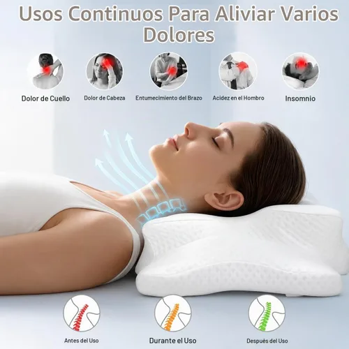 Vista 2 de VYLEE Cervical Neck Pillow, Memory Foam Contour Pillow (White)