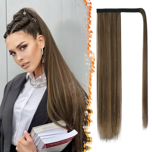 Vista 61 de BARSDAR Extensión de Cola de Caballo Corta y Recta - Extensiones de Cabello de Cola de Caballo con Cordón de 14 Pulgadas en Negro para Mujeres