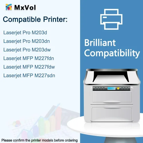 Vista 2 de MxVol Cartucho de tóner negro 30A CF230A - Reemplazo para HP 30A CF230A compatible con impresora Pro MFP M227fdw M203dw M227fdn M203dn M227sdn M203d
