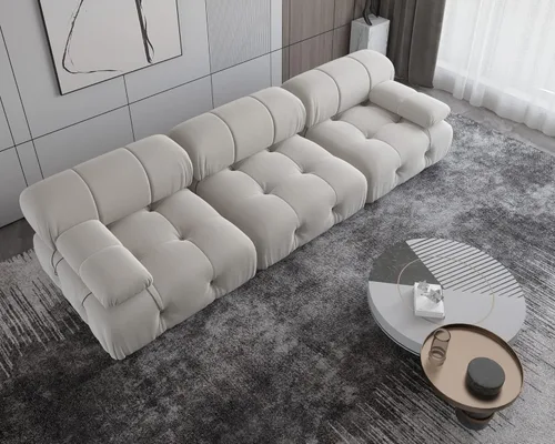 Vista 52 de Sofá modular convertible, moderno sofá recto de terciopelo de 3 plazas para sala de estar, apartamento (104 pulgadas/negro)