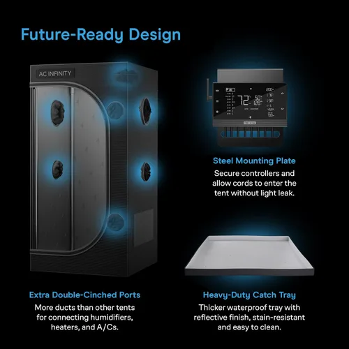 Vista 6 de AC Infinity CLOUDLAB 894 Advance - Tienda de campaña de cultivo de 96 x 48 x 80 pulgadas, postes más gruesos de 1 pulgada, lienzo de Mylar