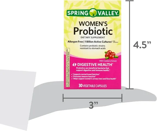 Vista 9 de Cápsulas de probióticos para mujeres, suplemento dietético de 1 mil millones de UFC, salud digestiva de Spring Valley, 30 cápsulas (paquete de 1)