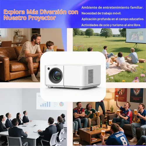 Vista 5 de Mini proyector con WiFi y Bluetooth【Keystone automático y enfoque eléctrico y giratorio】Proyector con soporte integrado Proyector Android adecuado