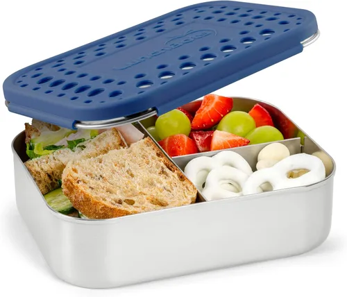 Vista 29 de LunchBots Medium Uno - Recipiente para sándwiches de acero inoxidable, diseño abierto para envolturas, ensaladas o una comida pequeña, ecológico