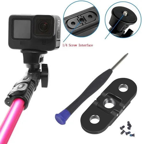 Vista 2 de Dedos plegables de repuesto para GoPro Hero11/10/9/8 Soporte adaptador de imán con 1/4 trípode conectar puerto para mango de vivienda Monopod