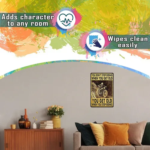 Vista 59 de Letrero de metal con texto en inglés "I Do What I Want Cat Riding Motorcycle Retro Wall Art Decor for Home Office Bar Wall Decor 8x12