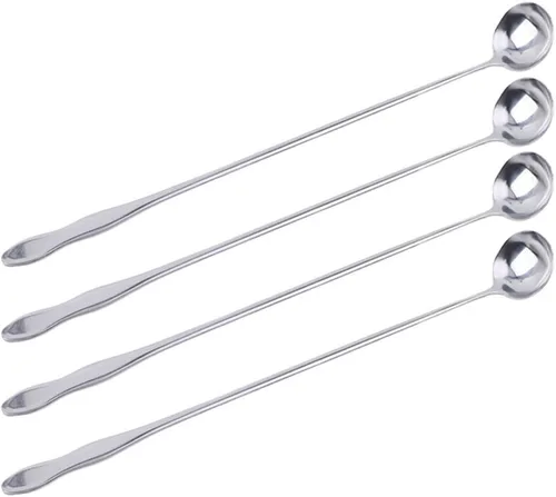 Vista 14 de SellerWay Cuchara de mango largo, cucharadita de acero inoxidable helado de 10 pulgadas para mezclar, té, batido, café, 3 formas diferentes