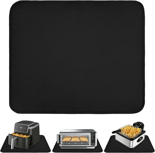 Alfombrilla resistente al calor para freidora de aire, freidora profunda, horno, almohadillas calientes negras de 12 x 14 pulgadas para protector de