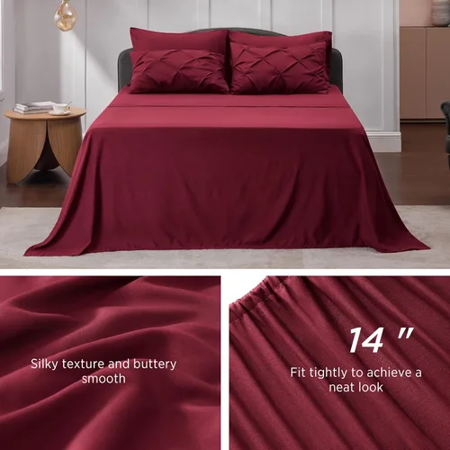 Vista 6 de BEDSURE Juego de ropa de cama con edredón tamaño individual de 5 piezas, diseño de pliegues, con edredón, sábanas, funda de almohada y funda