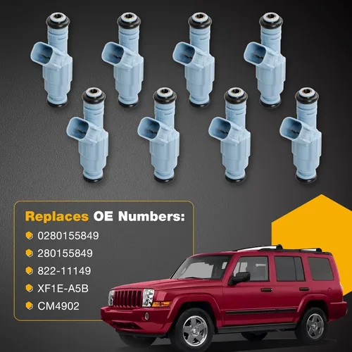 Vista 7 de Inyector de combustible, 4 agujeros, 8 piezas Reemplazo para Dodge Dakota Durango Ram 1500 Jeep Grand Cherokee Commander 4.7L V8 2001-2007