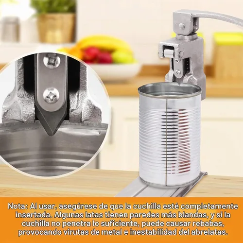 Vista 5 de MoHern Abrelatas comercial resistente, abrelatas industrial para latas #10, abrelatas manual con base de acero chapado para restaurante, tienda