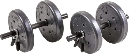 Vista 6 de US Weight Juego de pesas de 105 libras para gimnasio en casa, juego de pesas ajustables con dos barras de mancuernas y barra completa de 6 pies