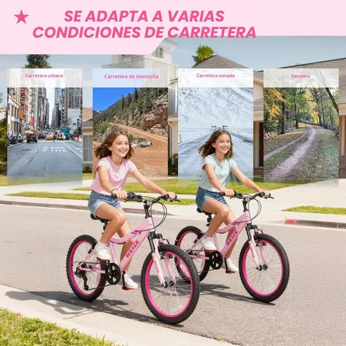 Vista 9 de WEIZE 20 24 inch Mountain Bike Trail MTB Bicycle for Teen Girl Pastel rosado